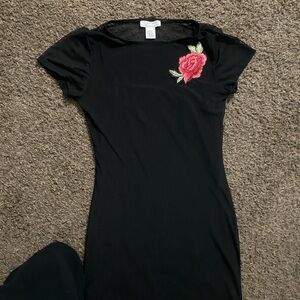 URBAN Romantics Black Dress with Red Floral Accent